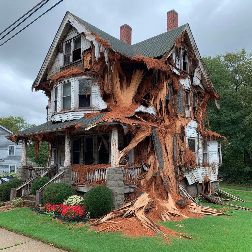 Signs Your Southbury Home Needs a Tree Inspection Damaged tree on an Southbury home showing signs of disease and decay